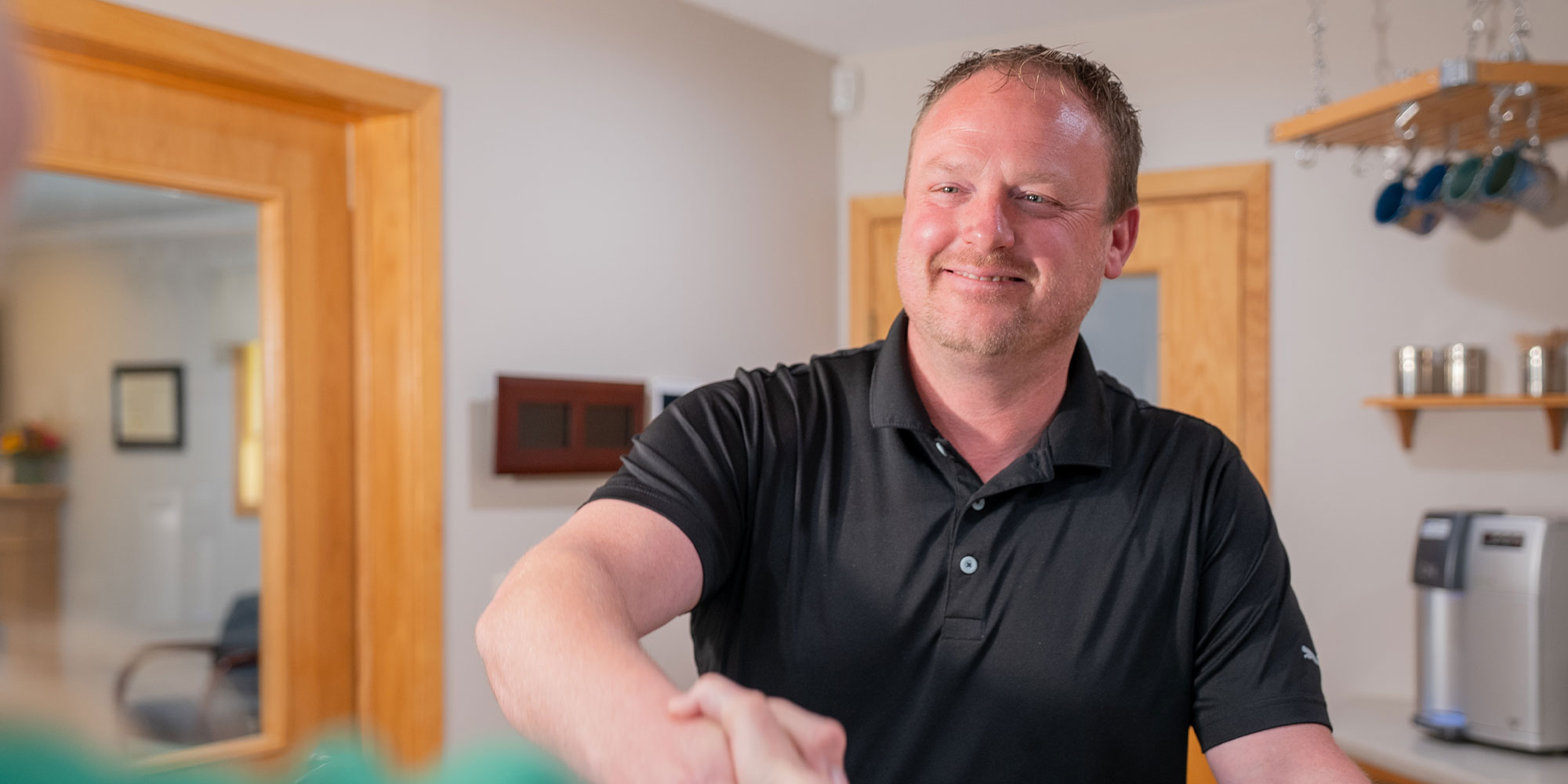 patient being welcomed